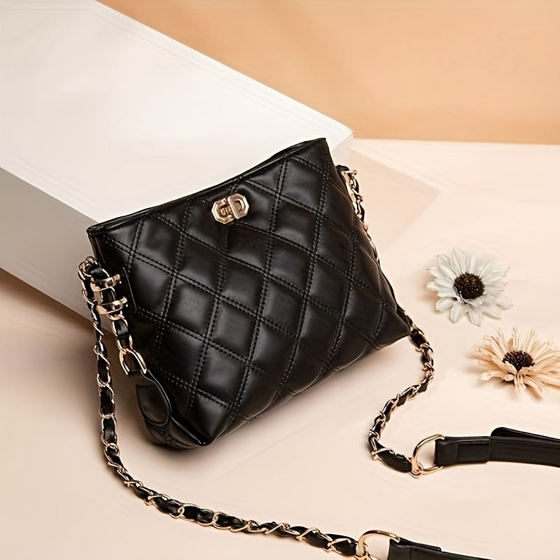 2025 New Fashion Women's Quilted Chain Shoulder Bag with Phone Pocket, Trendy Daily Crossbody Design