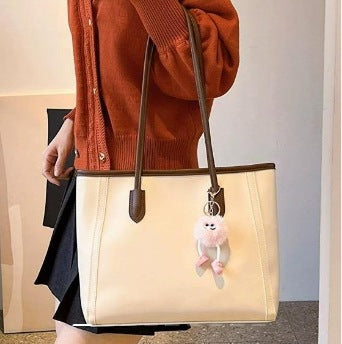 2025 New Fashion Large Capacity Tote Bag for Women, Vintage Style PU Leather Shoulder Bag with Zipper Closure and Nylon Lining, Perfect for Daily Commute and Casual Outfits