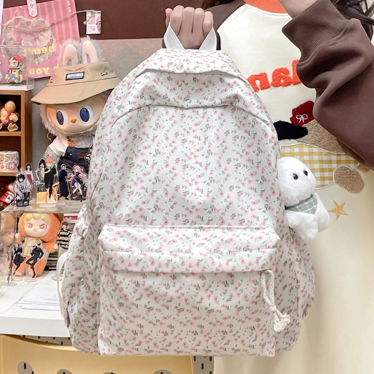 Japanese Floral Girl Backpack Childlike Cute Mori Style Style Suitable for Students' Daily Use