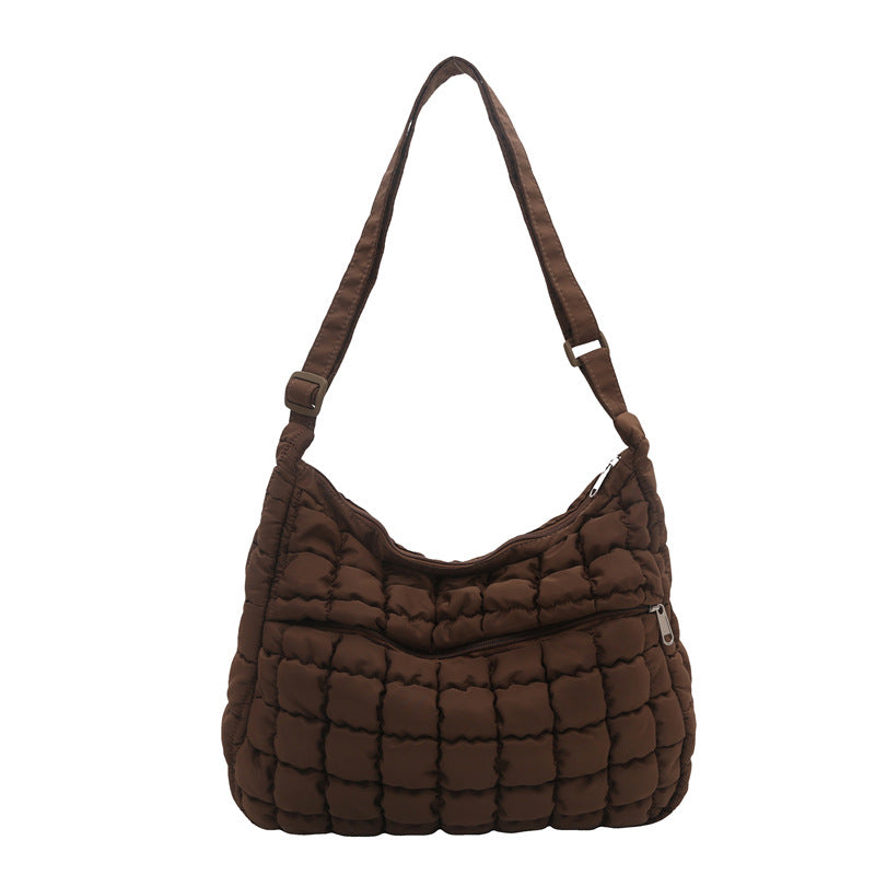 Pleated Cloud Bag Women's Fashion One-Shoulder Portable Dumpling Bag Large Capacity down Crossbody Cotton Jacket Bag