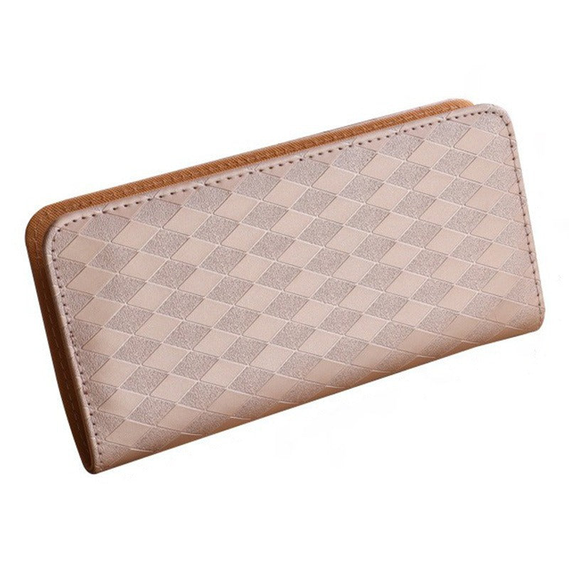 Elegant Diamond Pattern Women's Long Wallet with Multiple Card Slots and Zipper Closure for Daily Use