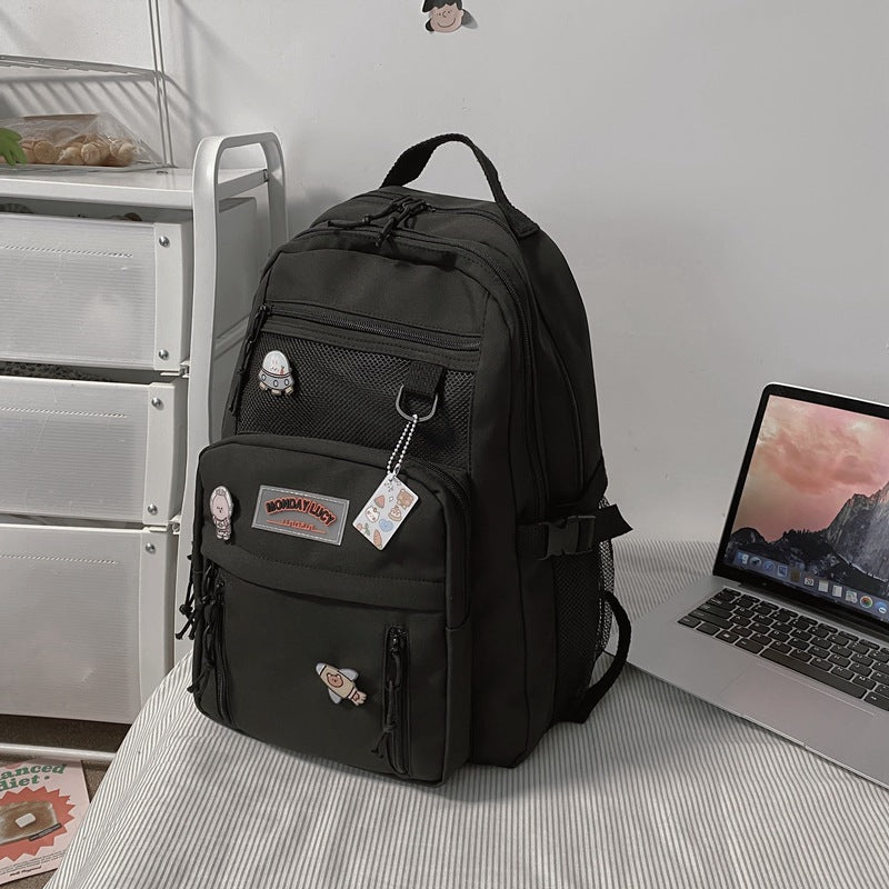 Cute Cartoon Teenage Girl Backpack Breathable Nylon Material Students Daily Travel Essential
