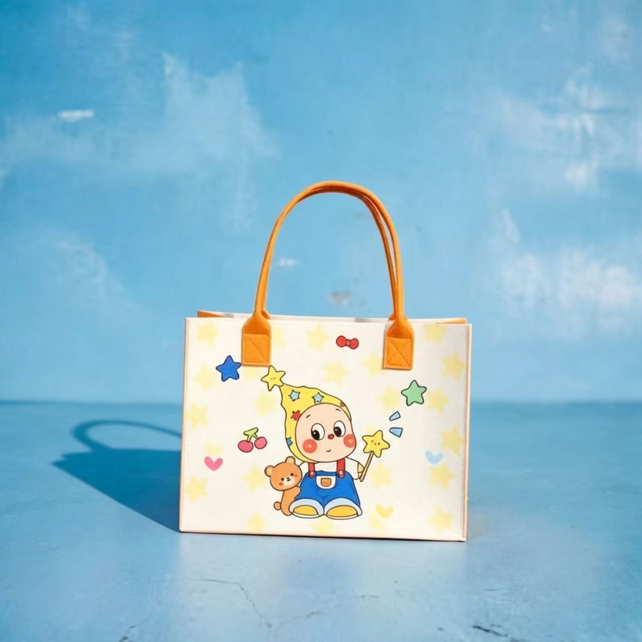 Cute Twinkle Character Tote Bag with Retro Cartoon Print, Large Capacity Daily Commute Handbag for Women