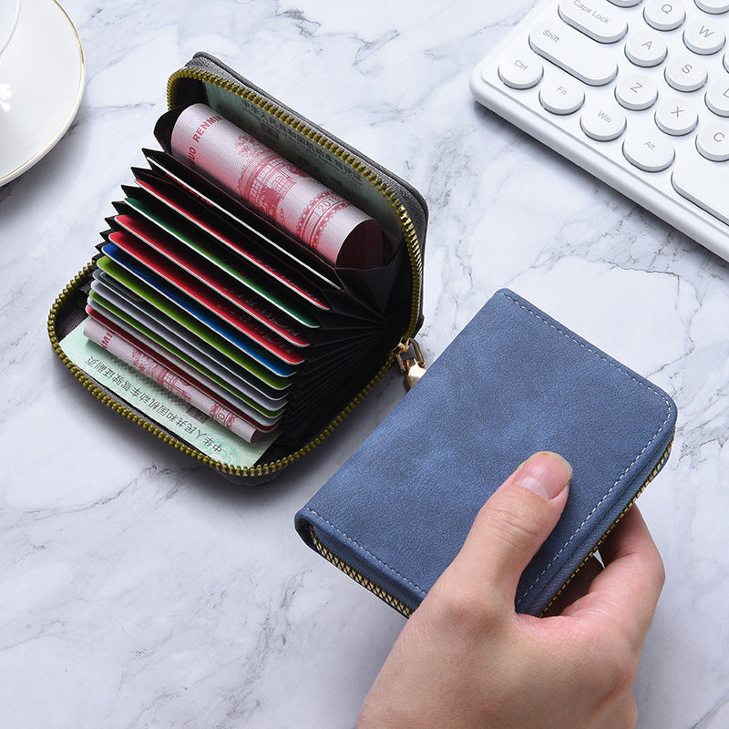 Women's Wallet Anti-Degaussing Expanding Card Holder 18 Card Position Zipper Coin Purse Daily Multi-Functional Credentials Storage