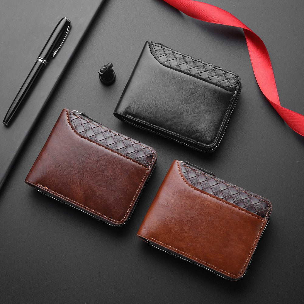 New Men's Zipper Wallet Short Youth Trendy Bag