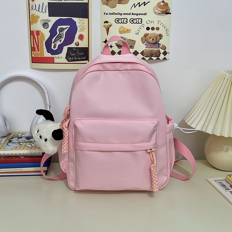 Cute Minimalist Nylon Backpack for Students - Lightweight, Breathable, and Stylish with Braided Drawstring Design