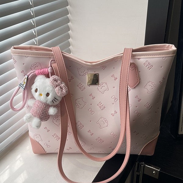 New Cute Fashion Tote Bag Women's Soft Suede Cartoon Pattern Design Everyday Joker Girly Style Handbag