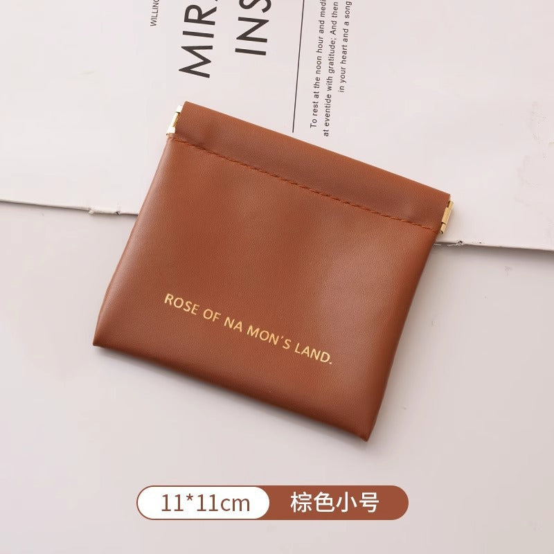 Minimalist PU Wallet with Auto-Closure Design for Earphones, Makeup, and Daily Essentials - Compact & Stylish