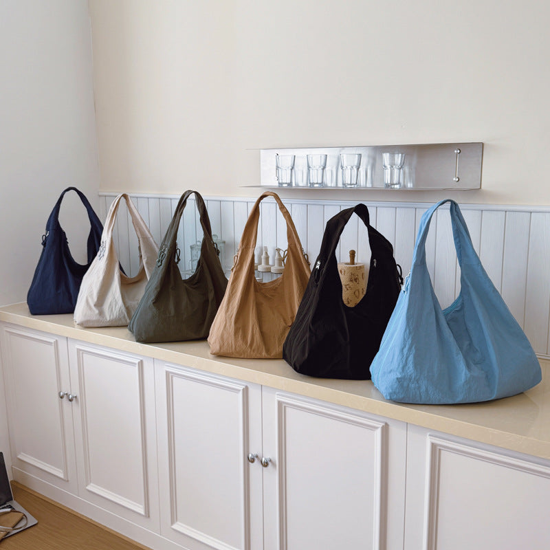 Minimalist Large Capacity Tote Bag for Women, Soft Fabric Shoulder Handbag with Multiple Inner Pockets, Casual Everyday Style
