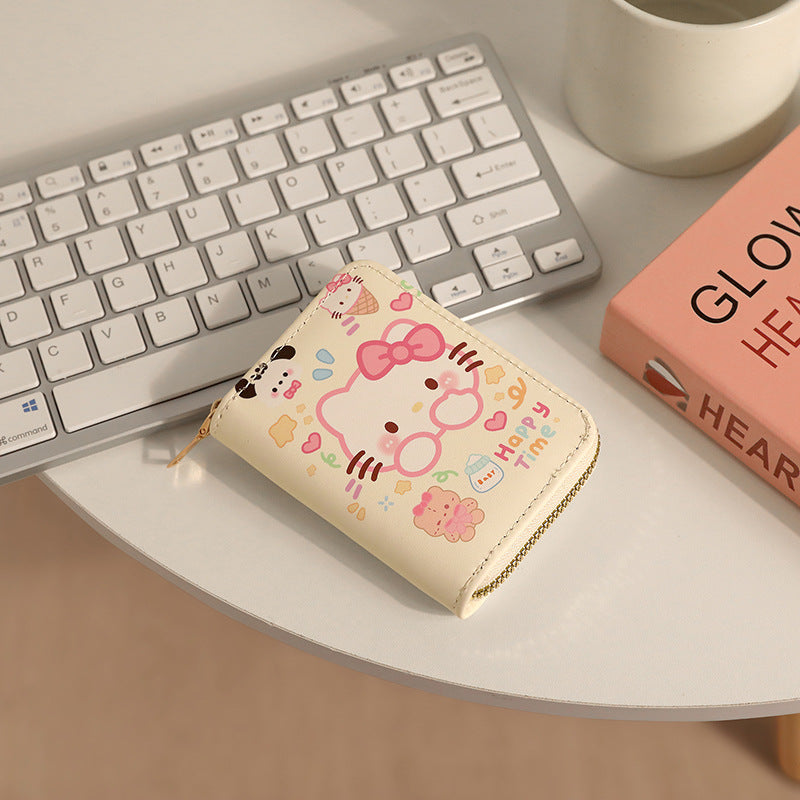 Cute Cartoon Bear Wallet with Multiple Card Slots and ID Window for Daily Use