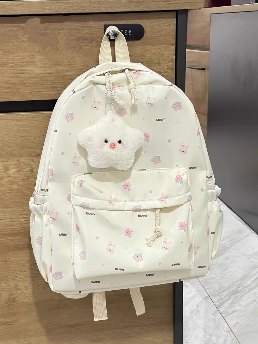 Cute Bunny Garden Backpack for Girls - Lightweight, Waterproof, and Stylish School Bag with Multiple Pockets