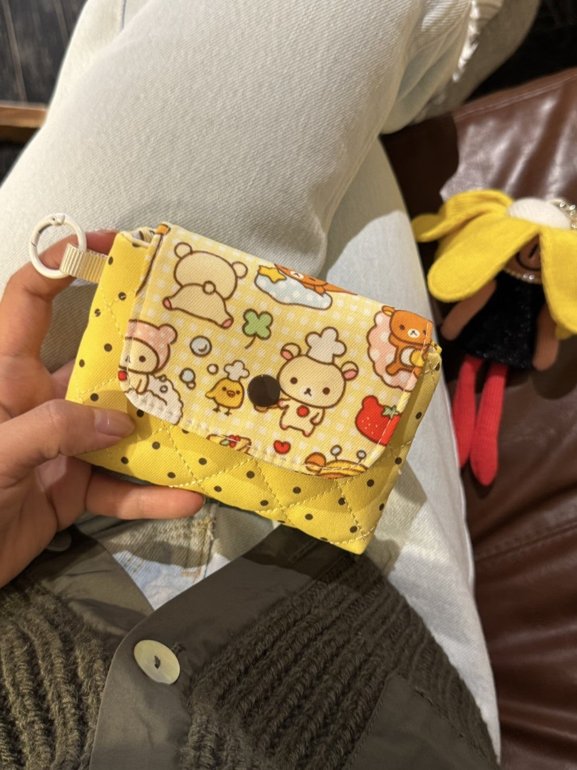 Cute Kawaii Bear Pattern Multi-Functional Coin Purse with Zipper for Makeup, Cards, and Essentials - Perfect for Travel and Daily Use