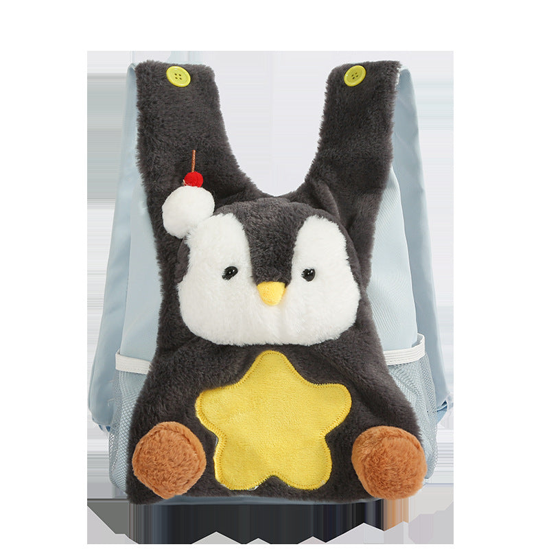 Cute Plush Penguin Backpack for Kids - Adorable Animal Design with Breathable Mesh and Comfortable Curved Straps