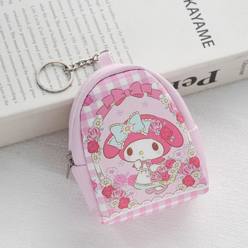 Cute Kuromi Mini Backpack Purse with Cartoon Design and Chain Keychain for Kids and Girls