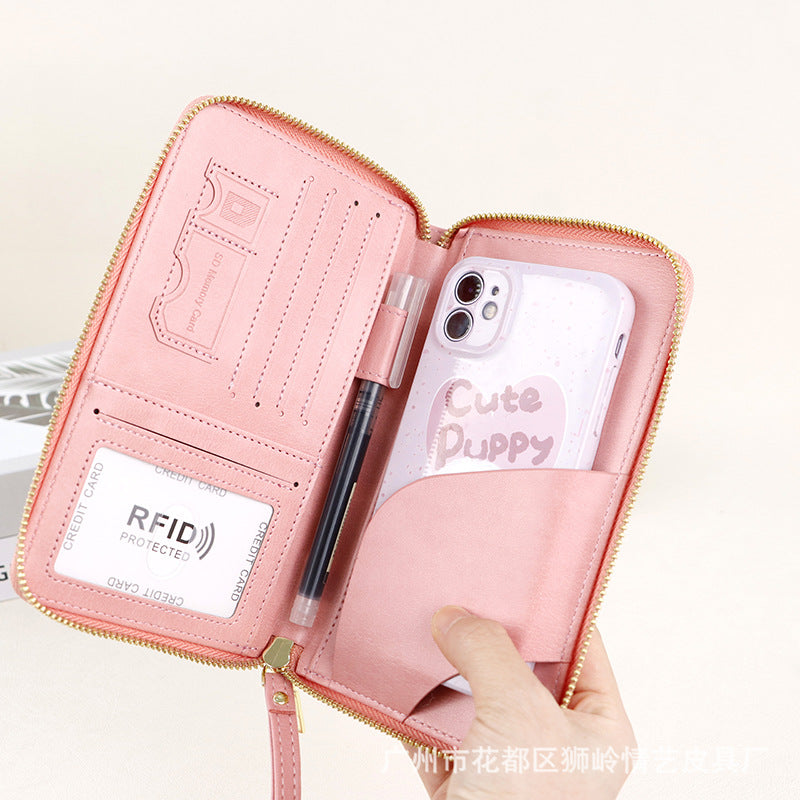 Elegant RFID Travel Wallet with Zipper Design for Passport and Ticket Storage, Anti-Theft & Expandable Organizer