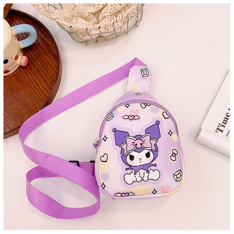 New Clow M Melody Children's Chest Pack Girl Cartoon Cute Change Casual All-Match Messenger Bag
