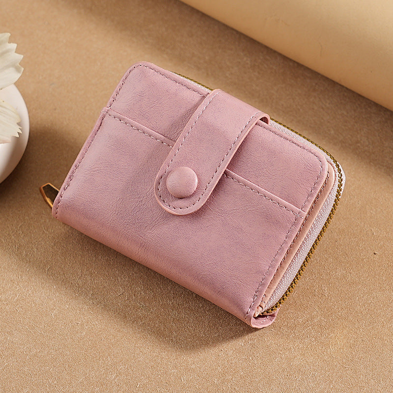 Minimalist Women's Wallet with Snap Closure and Coin Pocket, Stylish PU Leather Compact Design for Everyday Use