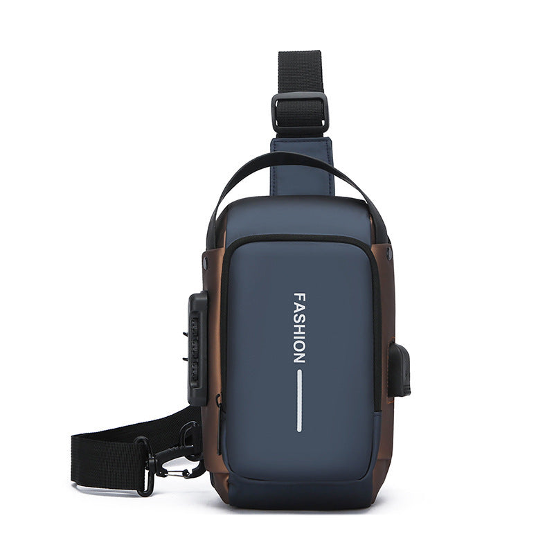 Men's Messenger Bag Waterproof Password Lock Chest Bag Men's Large Capacity Commuter Travel Crossbody Shoulder Bag