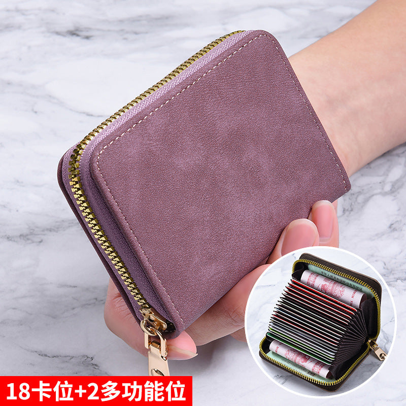 Women's Wallet Anti-Degaussing Expanding Card Holder 18 Card Position Zipper Coin Purse Daily Multi-Functional Credentials Storage