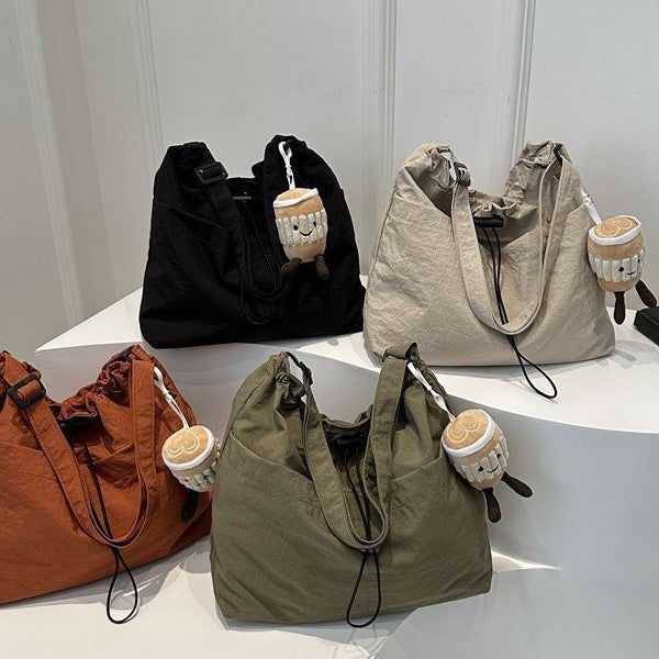 Minimalist Casual Canvas Tote Bag for Women 2024 New Japanese Style Large Capacity Shoulder Crossbody Bag with Zipper and Inner Pocket