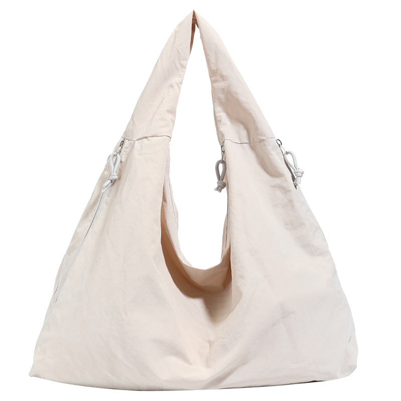 Minimalist Large Capacity Tote Bag for Women, Soft Fabric Shoulder Handbag with Multiple Inner Pockets, Casual Everyday Style