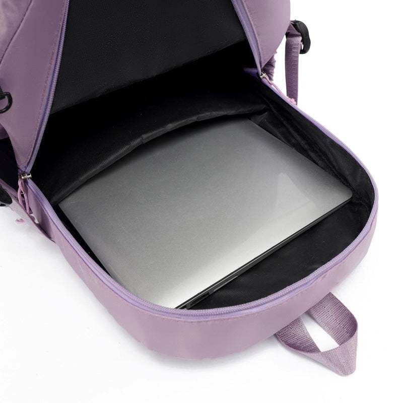 New Large Capacity Fashion Backpack for Middle School Students Waterproof Nylon Material Letter Printing Stylish Casual Backpack