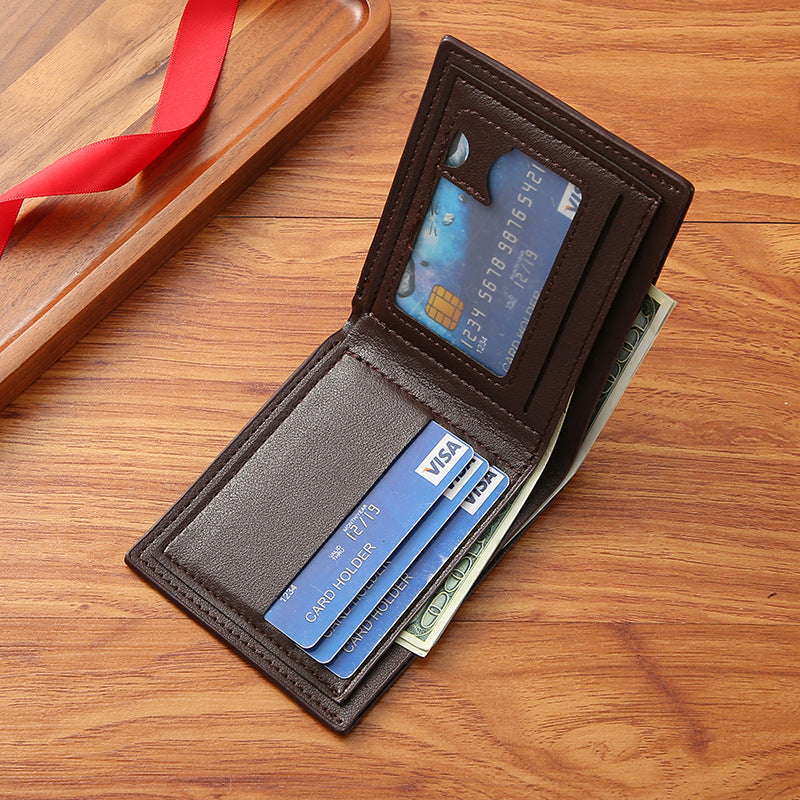 Fashionable Men's Wallet with Geometric Pattern Soft PU Leather Compact Design Multi-Card Slots