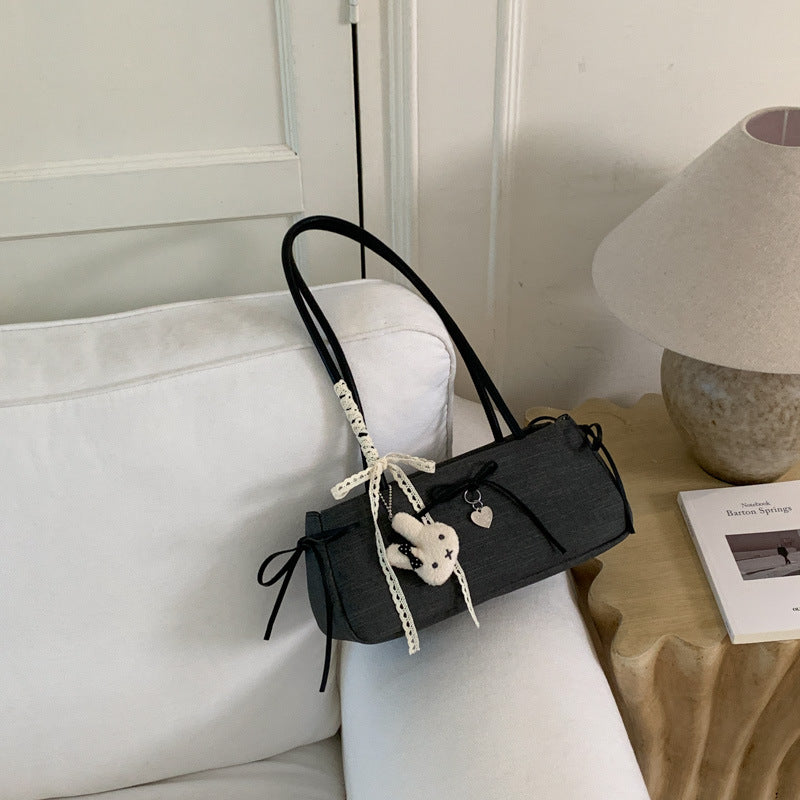 Cute Korean Style Crossbody Bag with Bow Detail for Women, Soft PU Material, Minimalist and Sweet Design Perfect for Daily Use