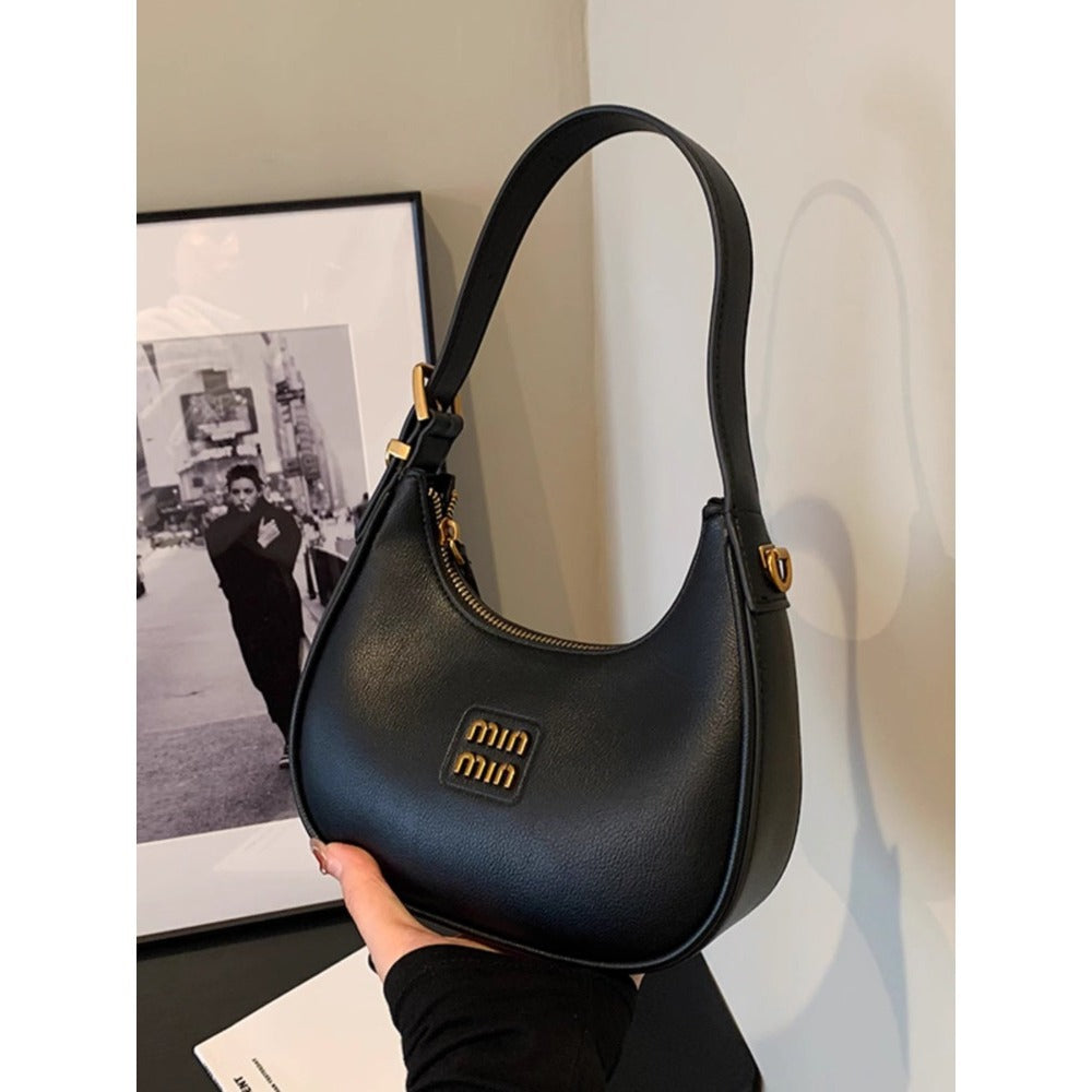 Dumpling Bag Women's New Fashion Commuter Black Crossbody Bag Hand Carrying Underarm Bag