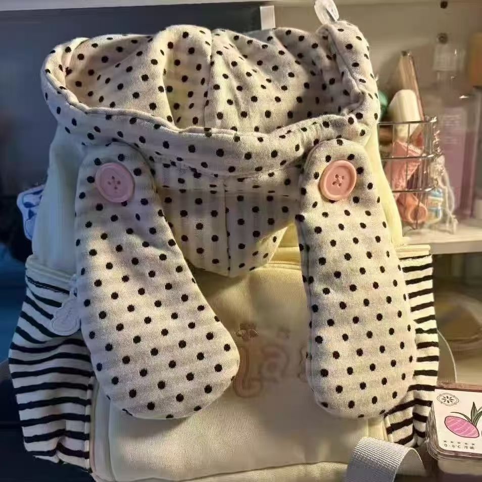 Cute Polka Dot Backpack with Soft Shoulder Pads and Large Capacity for School and Travel