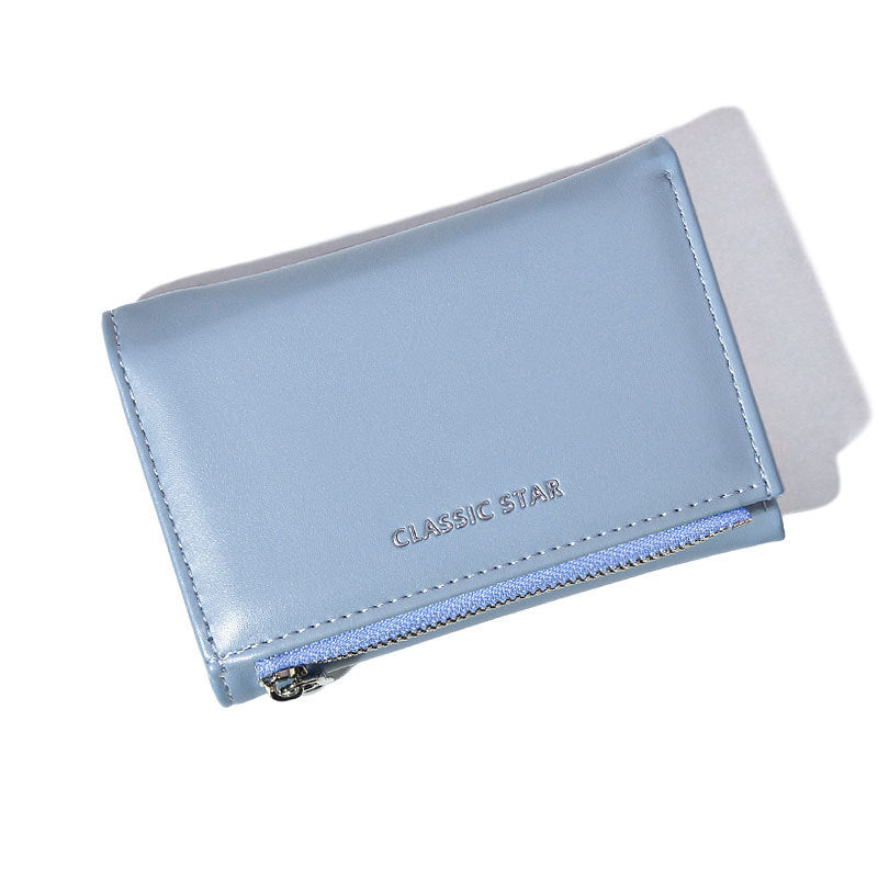 Fashionable Minimalist Zipper Trifold Wallet for Women with Large Capacity and Card Slots, Waterproof and Antibacterial PU Leather Design