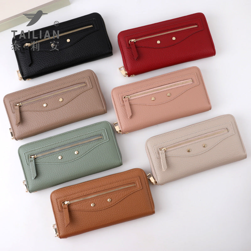 Stylish Zippered Long Wallet for Women withÀó֦ Texture and Coin Pocket, Fashionable Everyday Accessory