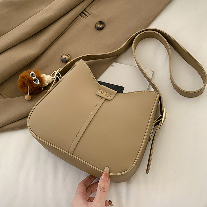 Chic Korean-Style Crossbody Bag with Soft PU Leather and Vintage Stitching Design for Daily Fashion