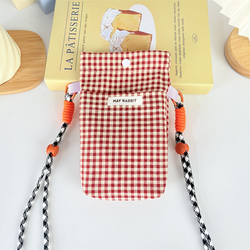 Girly Style Plaid Mobile Phone Fashion Messenger Bag Large Capacity Daily Versatile Small Square Bag
