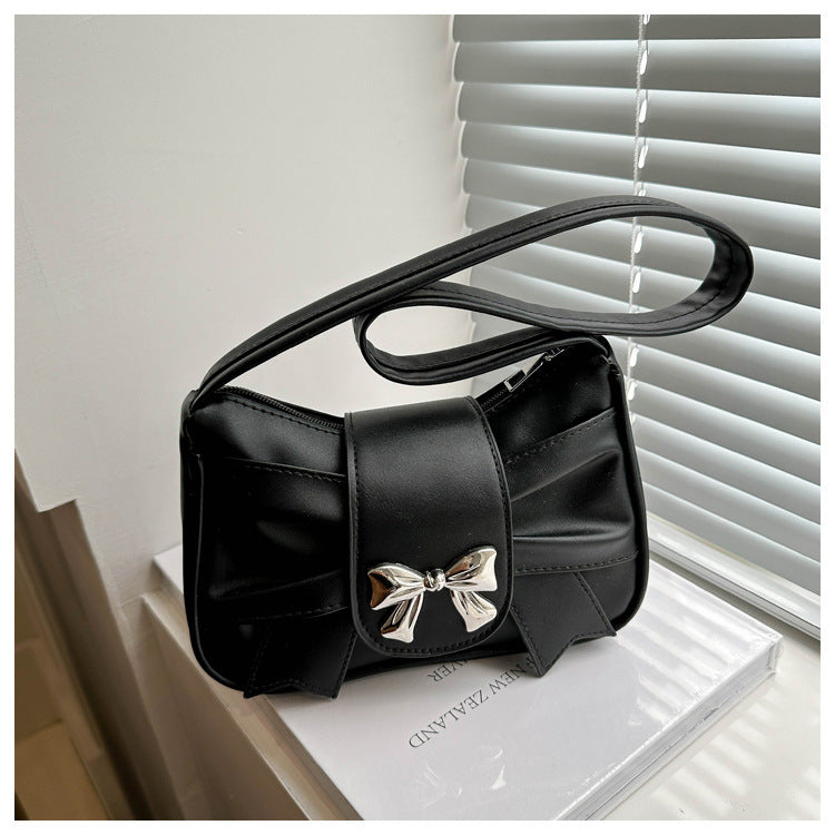 French Style Mini Crossbody Bag with Bow Detail, Trendy Casual Square Shape for Daily Wear