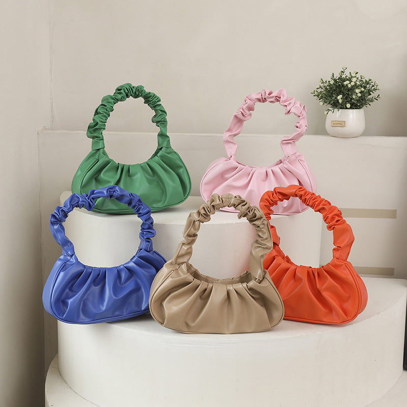 New Pu Pleated Cloud Bag Women's Shoulder Underarm Bag Fashion Trend Everyday Joker Handbag