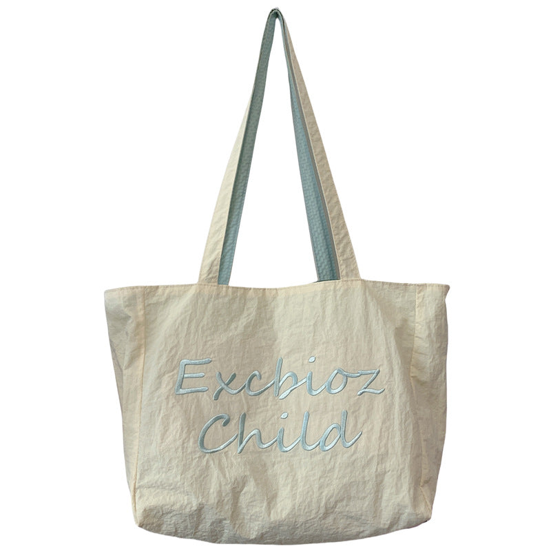 Large Capacity Embroidered Tote Canvas Shoulder Daily Commute All-Match Fashion Women's Bag