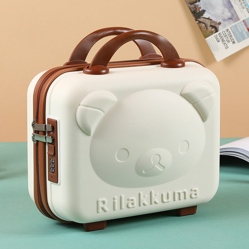 Cute Rilakkuma Cartoon Luggage with Password Lock, Mini Carry-On Suitcase for Kids and Travel
