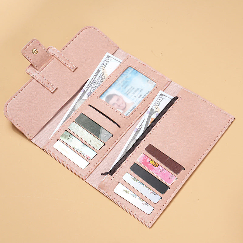 Women's Wallet Long Flip Korean Style Fresh Student Coin Pocket Multifunctional Buckle Wallet