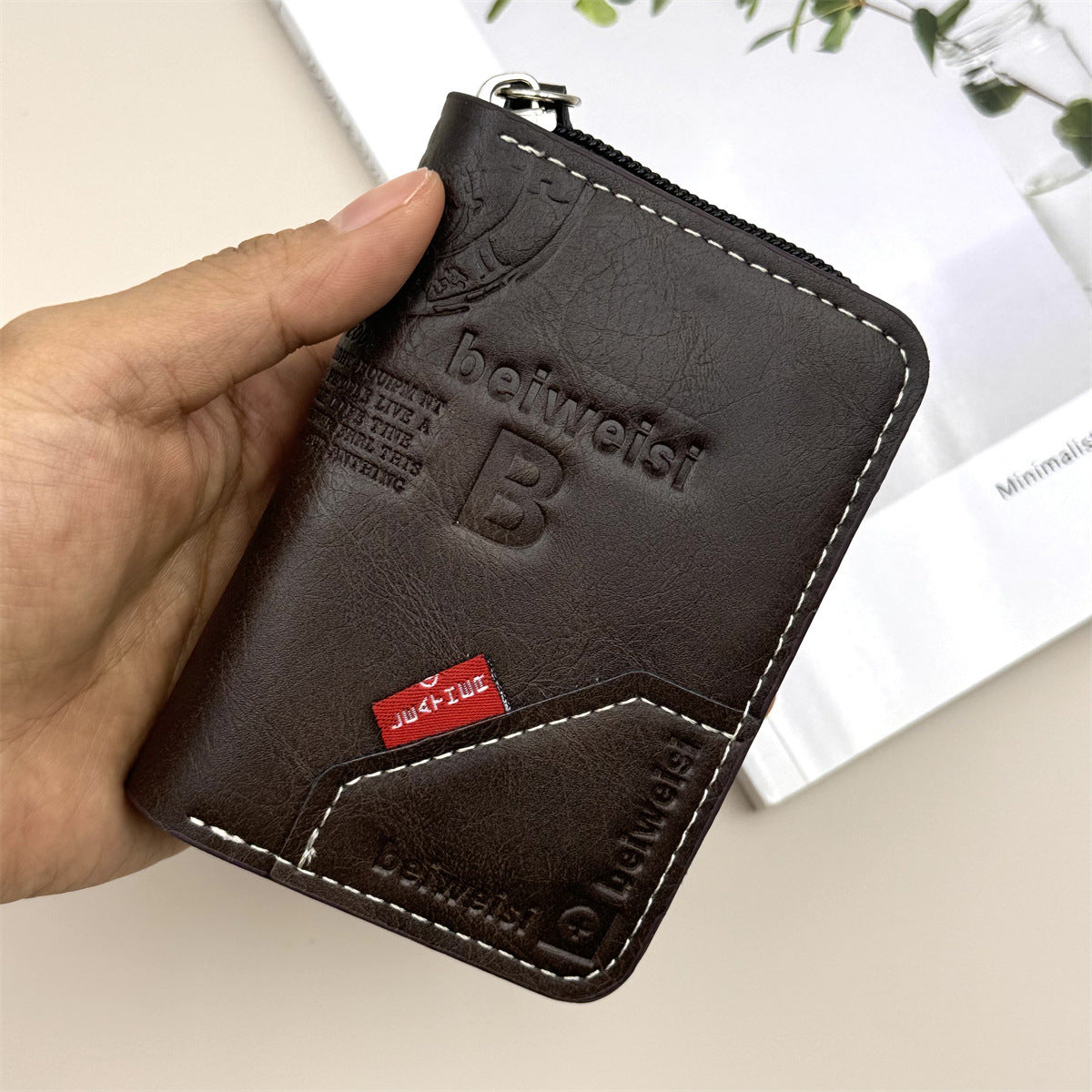 Men's Wallet Fashion Pu Multiple Card Slots Zipper Card Holder Multifunctional Daily Storage Coin Purse