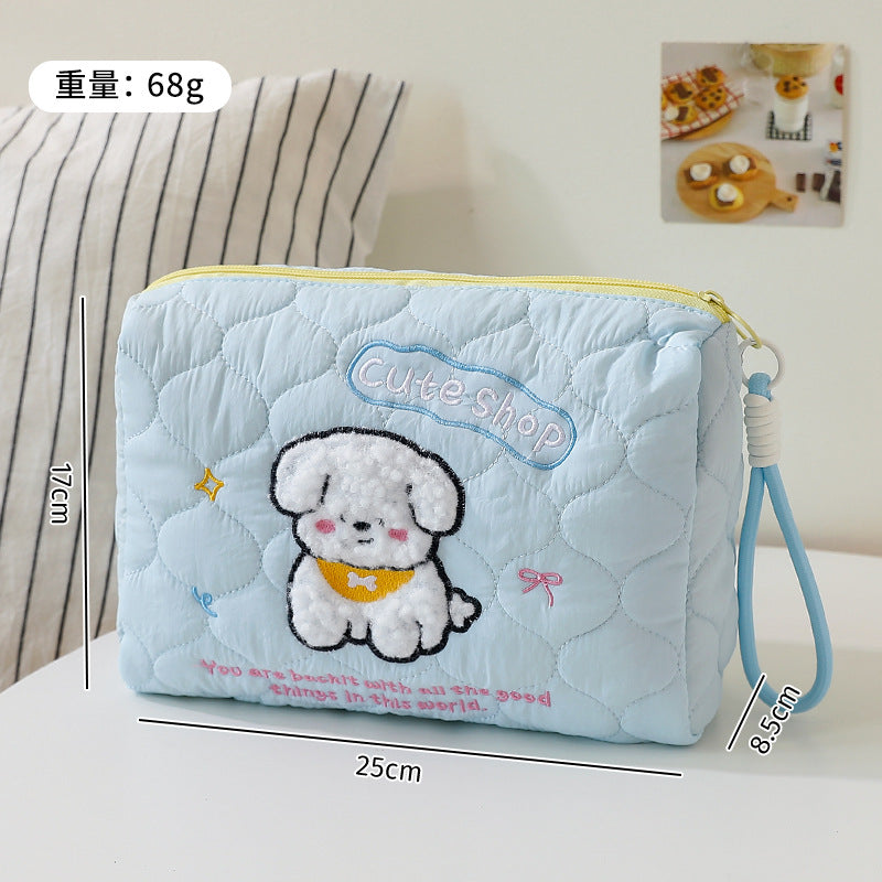 Cute Cartoon Embroidery Women's Cosmetic Bag Portable Lightweight and Practical Storage Bag for Going out