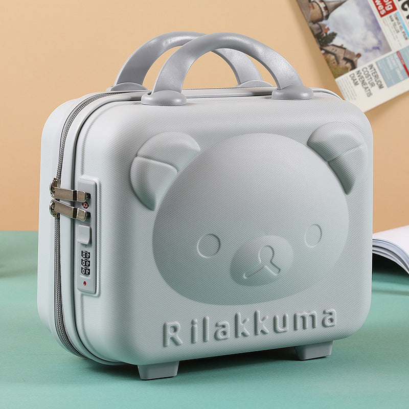 Cute Rilakkuma Cartoon Luggage with Password Lock, Mini Carry-On Suitcase for Kids and Travel
