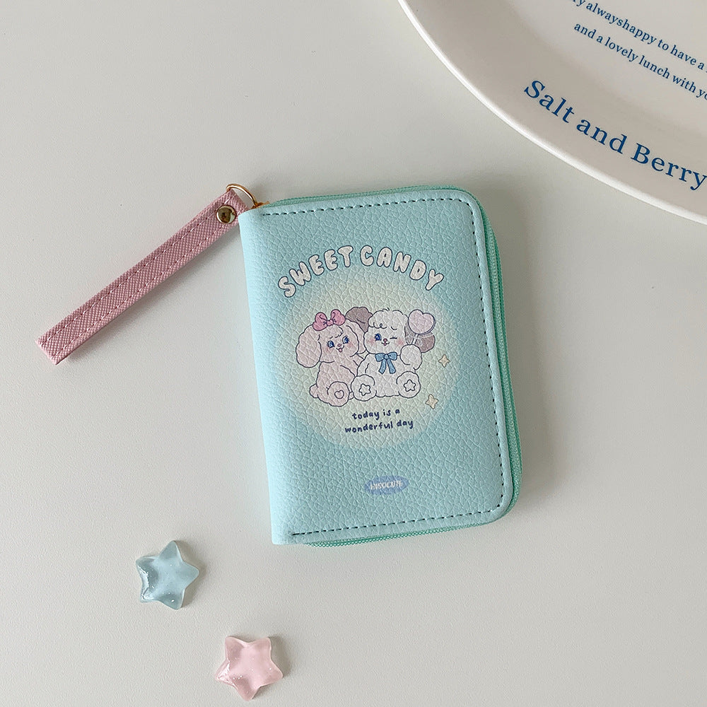 Cute Cartoon Pu Purse Female Student Portable Hand Carrying Coin Card Bag Daily Match Fresh Sweet