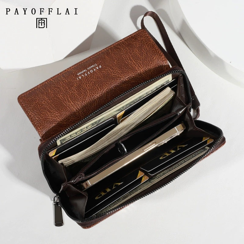 2025 New Men's Long Wallet with Multiple Card Slots, Large Capacity Phone Case, Casual Zipper Clutch for Daily Use