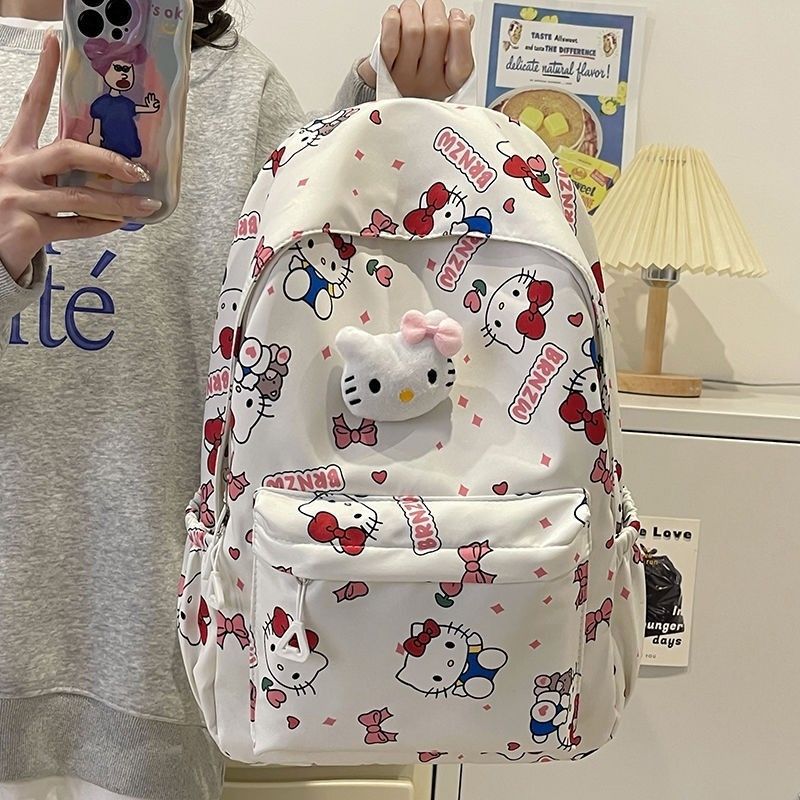 Hello Kitty Fashion New Schoolbag Female Versatile Student Backpack Large Capacity Middle School Student Schoolbag