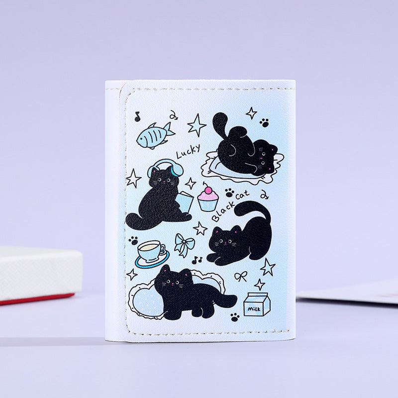 New Portable Wallet Small Large Capacity Three Fold Female Cute Cartoon Mini Purse Student Short Wallet Niche