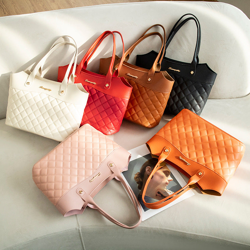 Stylish Quilted Tote Bag for Women with Elegant Embroidery Design and Spacious Interior