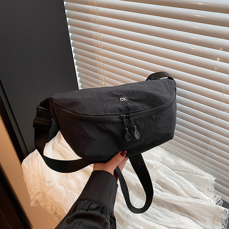 New Korean Style Casual Messenger Bag Zipper Design with Mobile Phone Bag Soft Fabric Everyday Joker Dumpling Making