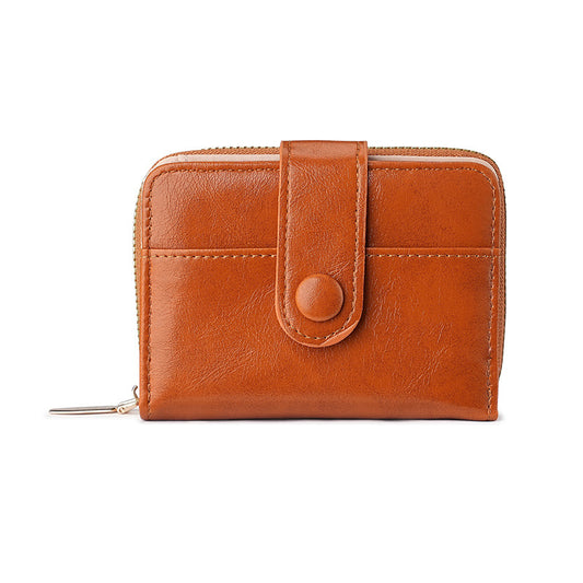 Minimalist Women's Wallet with Snap Closure and Coin Pocket, Stylish PU Leather Compact Design for Everyday Use
