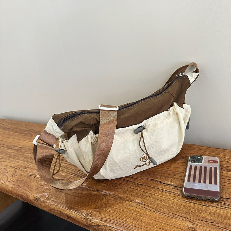 Casual Nylon Crossbody Bag for Women with Drawstring Design and Multiple Pockets, Perfect for Daily Commute and Outdoor Activities